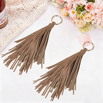 2Pcs PU Leather Tassel Pendant Keychains FIND-CL0002-41A-1