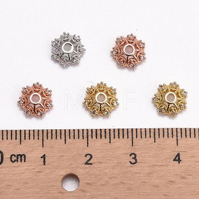 CZ Brass Micro Pave Cubic Zirconia Flower Bead Caps ZIRC-L003-8mm-01-1