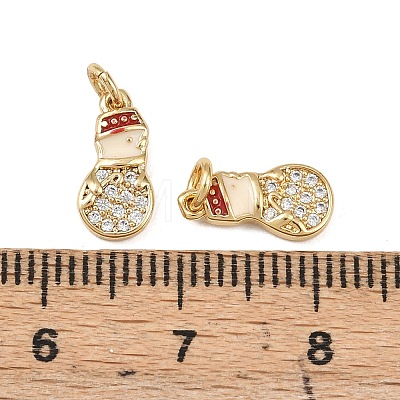Christmas Brass Micro Pave Cubic Zirconia Enamel Charms KK-L255-19G-07-1