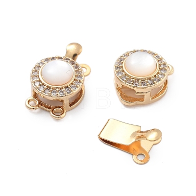 Brass Micro Pave Clear Cubic Zirconia Box Clasps KK-B125-04G-1