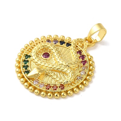 Rack Plating Brass Micro Pave Cubic Zirconia Pendants KK-U022-13C-G-1