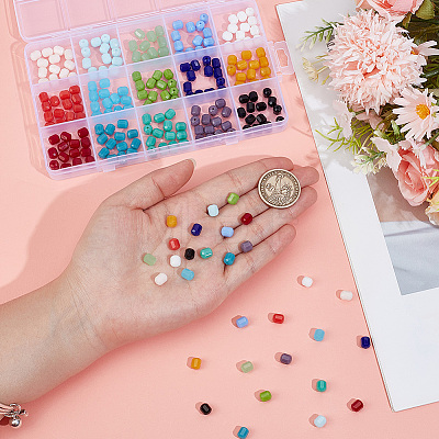 225Pcs 15 Colors Opaque Glass Beads Strands GLAA-PA0001-67-1