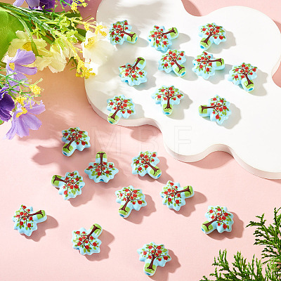 20pCS Printed Opaque Acrylic Beads OACR-TA0004-75A-1