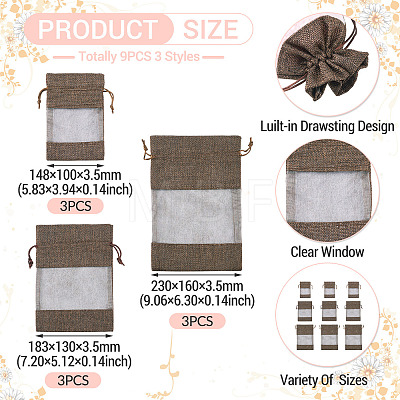 9Pcs 3 Styles Cotton Packing Pouches OP-TA0001-18A-1