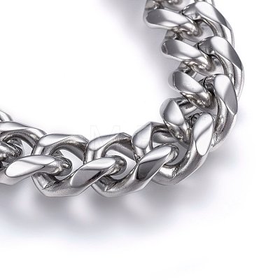 Tarnish Resistant 304 Stainless Steel Curb Chains Bracelets BJEW-E346-30P-1