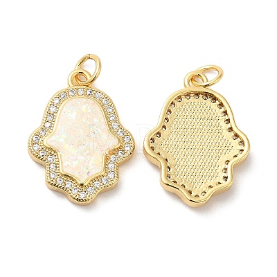 Rack Plating Brass Micro Pave Clear Cubic Zirconia Pendants KK-C025-06G-1