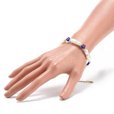 ABS Imitation Pearl & Millefiori Glass Beaded Necklace Bracelet SJEW-JS01241-1