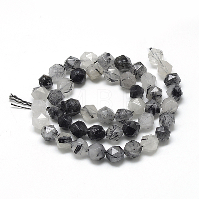 Natural Black Rutilated Quartz Beads Strands G-R448-6mm-01-1