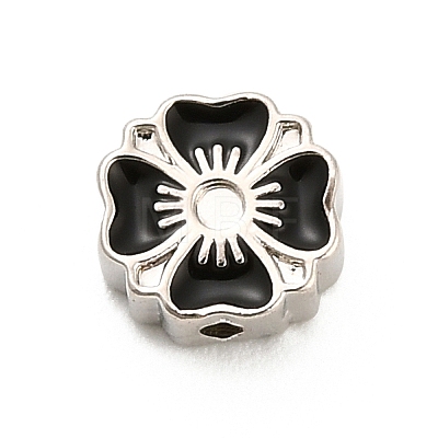 Flower Brass Enamel Bead Rhinestone Settings KK-H527-01P-01-1