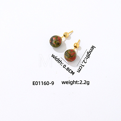 Handmade Fashion Gemstone Stainless Steel Bead Earrings Accessories for Autumn/Winter VH6205-8-1