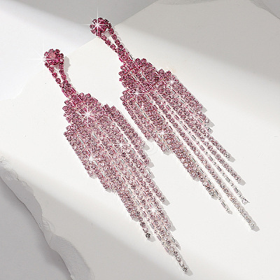 Brass Rhinestone Tassel Stud Earrings FS-WGD4A64-04-1