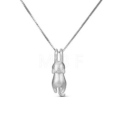 SHEGRACE Cute Design 925 Sterling Silver Kitten Pendant Necklace JN427A-1