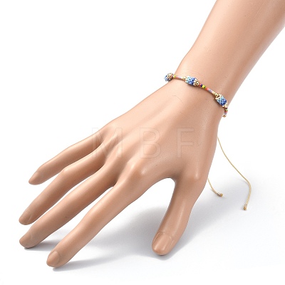 Glass Seed Column Link Bracelet BJEW-MZ00030-01-1