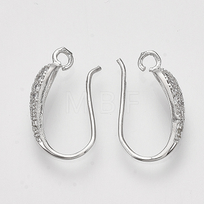 Brass Micro Pave Cubic Zirconia Earring Hooks X-ZIRC-Q022-035P-NF-1