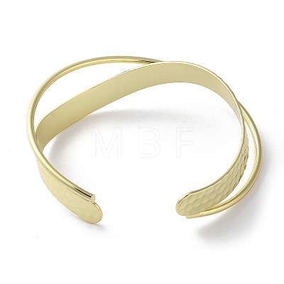 Rack Plating Brass Criss Cross Cuff Bangles X-BJEW-M039-02G-1