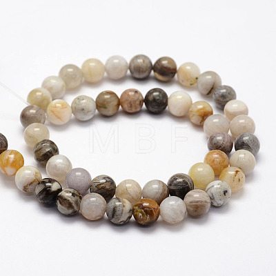 Natural Bamboo Leaf Agate Beads Strands X-G-F364-02-8mm-1
