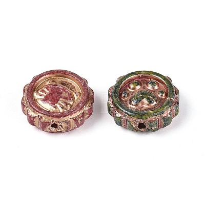 Picasso Baking Paint & Golden Metal Enlaced Glass Beads DGLA-T004-57M-1