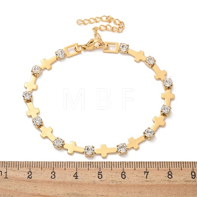 304 Stainless Steel Rhinestone Cup Chain Bracelets for Women BJEW-F488-26E-G-1