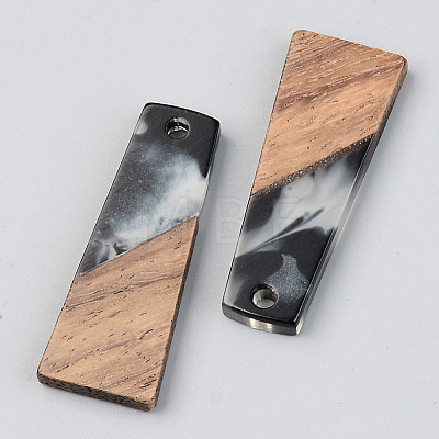 Transparent Resin & Walnut Wood Pendants RESI-S389-040A-A02-1