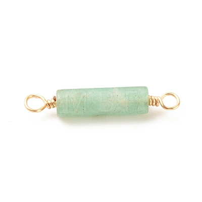 Natural Green Aventurine Connector Charms PALLOY-JF01565-01-1
