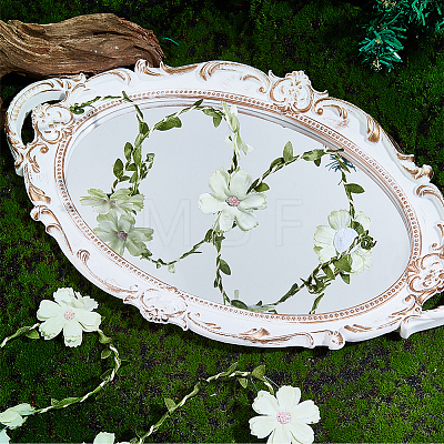 Flower Polyester with Iron wire Upper Arm Cuff Bangles for Women AJEW-GF0014-08B-1