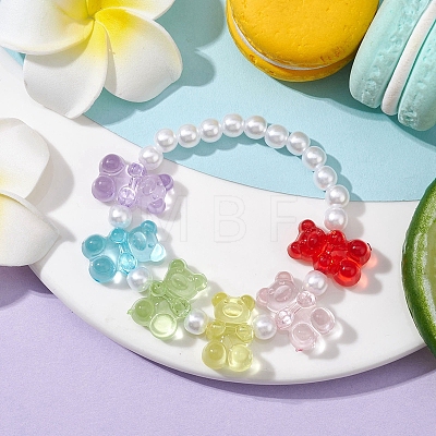 Bear Shape Acrylic Beaded Bracelets for Children BJEW-JB10063-1