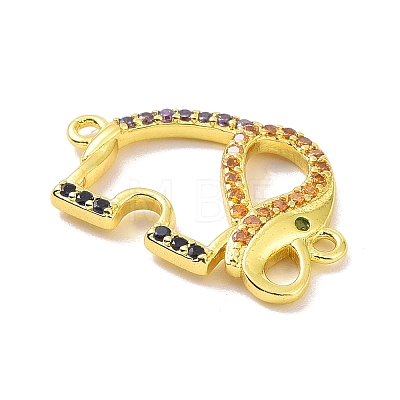 Real 18K Gold Plated Brass Micro Pave Cubic Zirconia Connector Charms KK-L209-049G-02-1