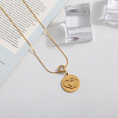 201 Stainless Steel Crystal Rhinestone Pendant Necklaces for Women WG0C703-04-1