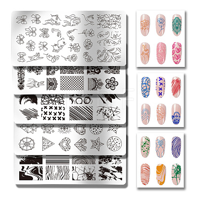 Stainless Steel DIY Nail Art Templates MRMJ-WH0098-001-1