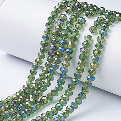 Electroplate Transparent Glass Beads Strands EGLA-A034-T3mm-G08-1
