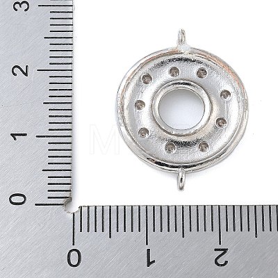 Rack Plating Brass Clear Cubic Zirconia Donut Connector Charms KK-A234-030P-02-1