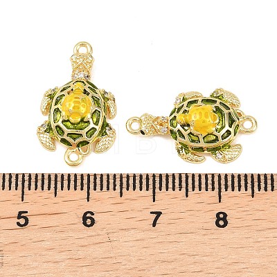 Brass Micro Pave Clear Cubic Zirconia Tortoise Connector Charms KK-F931-05G-1
