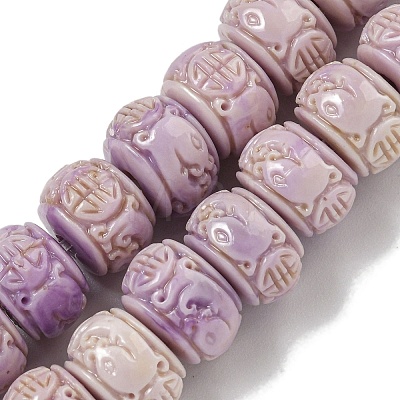 Synthetic Shell Dyed Carved Beads Strands SHEL-I001-02A-01-1