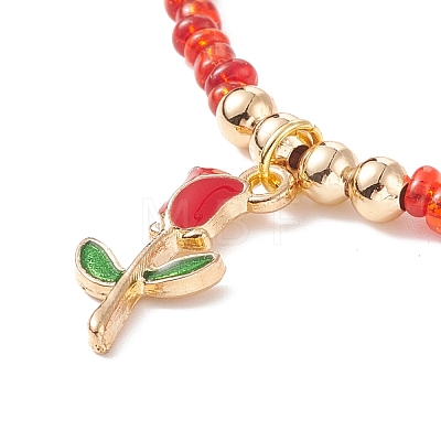3Pcs 3 Style Glass Seed & Brass Heart Beaded Necklaces Set NJEW-JN03965-1