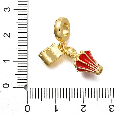 Brass Enamel Badminton European Dangle Charms KK-C087-11G-02-1