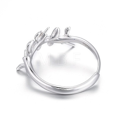 Anti-Tarnish Rhodium Plated 925 Sterling Silver Cuff Rings STER-F048-14P-1