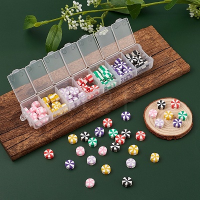 91Pcs 7 Colors Handmade Polymer Clay Beads CLAY-YW0001-38-1