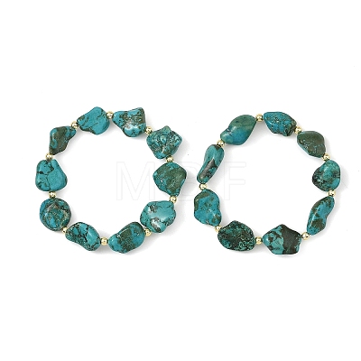 Dyed Natural Magnesite Nuggets Beaded Stretch Bracelets for Women BJEW-JB14253-1