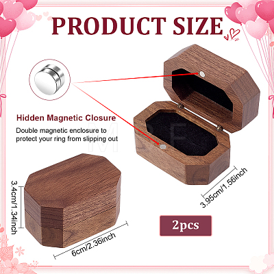 Octagon Wooden Ring Magnetic Boxes CON-WH0107-123A-1