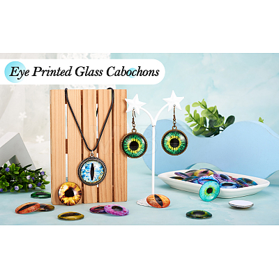 Eye Printed Glass Cabochons GGLA-BT0001-01-1
