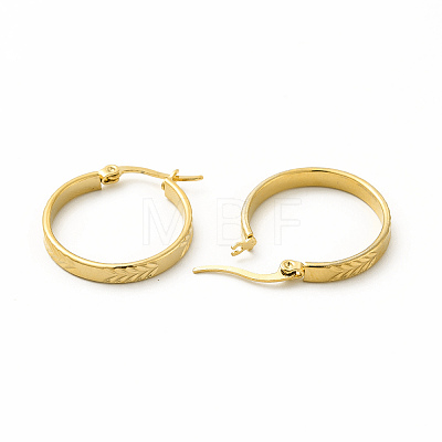 201 Stainless Steel Grooved Arrow Hoop Earrings with 304 Stainless Steel Pin for Women EJEW-M214-15B-G-1