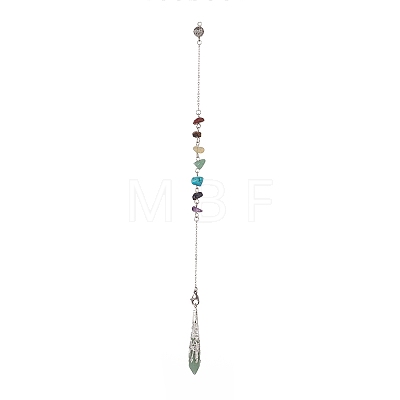 Mixed Natural Gemstone Pointed Drowsing Pendulums PALLOY-JF01992-1