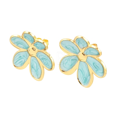 Valentine's Day 304 Stainless Steel Enamel Stud Earrings for Women EJEW-K331-01G-02-1