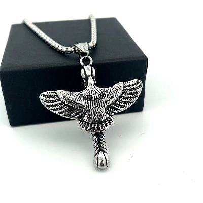 Vintage Hip Hop 304 Stainless Steel Eagle Pendant Necklaces for Men Women ZO0098-1