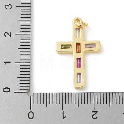 Brass Micro Pave Cubic Zirconia Pendants X-KK-P294-05G-1