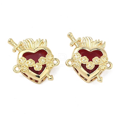 Brass Pave Clear Cubic Zirconia Connector Pendants KK-F933-09A-G-1