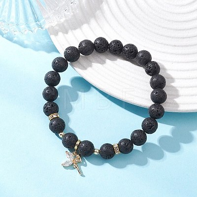 Fairy Brass Micro Pave Cubic Zirconia Charm Bracelets BJEW-JB12701-1
