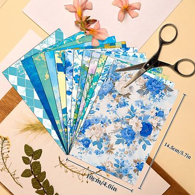 12Pcs 12 Styles Bleues Flower Scrapbook Paper Pad PW-WG3E2DC-01-1