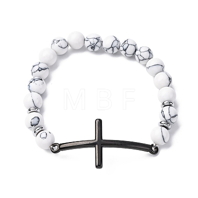 Round Synthetic Hematite Bead Stretch Bracelets BJEW-F493-05EB-01-1