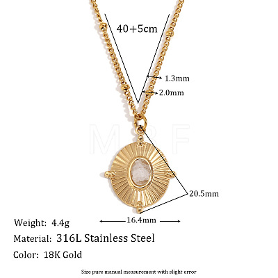 316L Surgical Stainless Steel with Natural Quartz Crystal Pendant Necklaces WGEA815-08-1